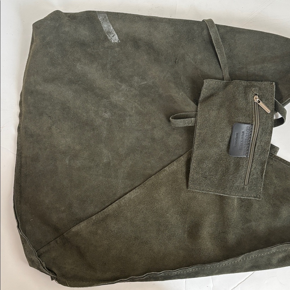 Made in Italy (no brand) olive green leather large tote shoulder bag boho style - Picture 12 of 16